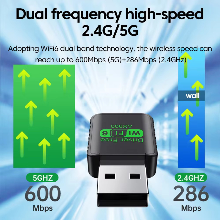 kebidumei 2in1 USB WiFi 6 und Bluetooth 5.4 Adapter Dual Band 2,4G/5GHz WLAN Empfänger Schwarz - Bild 2