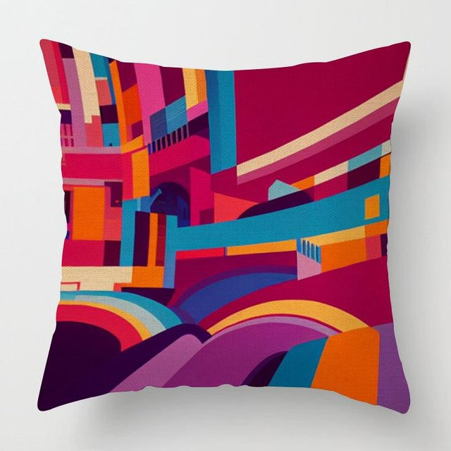 JMG Clothing Kissenhülle mit abstraktem geometrischem Design in Multicolour aus Leinen und Baumwolle, B/T/H: 40 x 40 x 0 cm - Bild 1