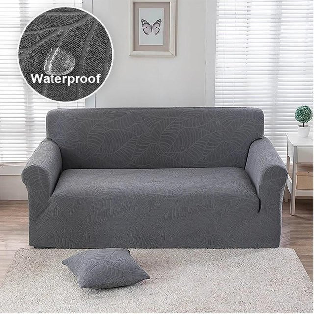 Wasserdichter Jacquard-Sofabezug von Super Six in Grau, elastischer L-förmiger Schutzbezug für 1-4 Sitze, Breite: 90-140 cm - Bild 1