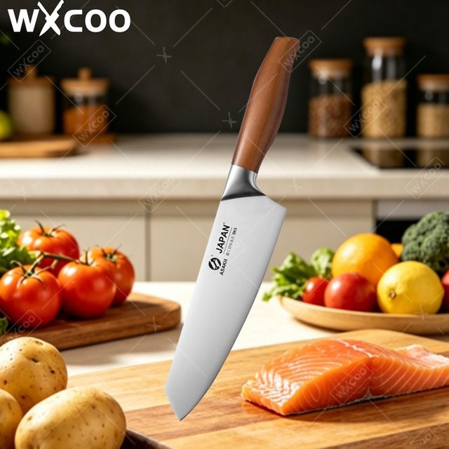 WXCOO Kochmesser Set mit Aufbewahrungsbox aus Holz zum Schneiden von Fleisch, Fisch und Obst - Bild 1