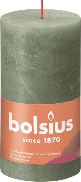 Bolsius Rustik-Kerze Shine Frische Olive, Farbe: Grün/Olive, Durchmesser: 68 mm, Höhe: 130 mm - Bild 1