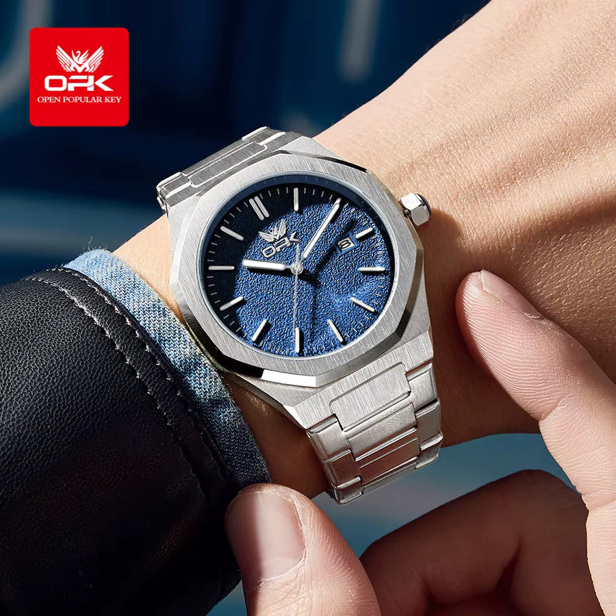 OLEVS Armbanduhr, Quarz, Edelstahl, Blau, Herren - Bild 2