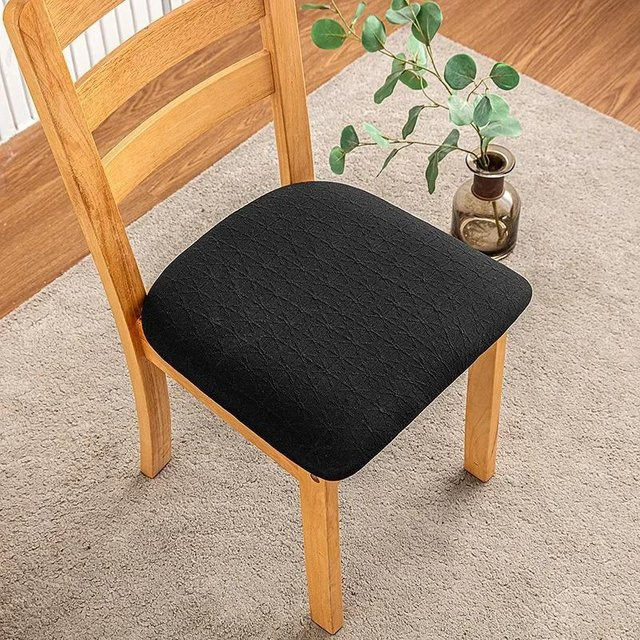 Bestbags Elastische Stuhlsitzbezüge im Jacquard-Design, Schwarz, 4er-Set - Bild 1