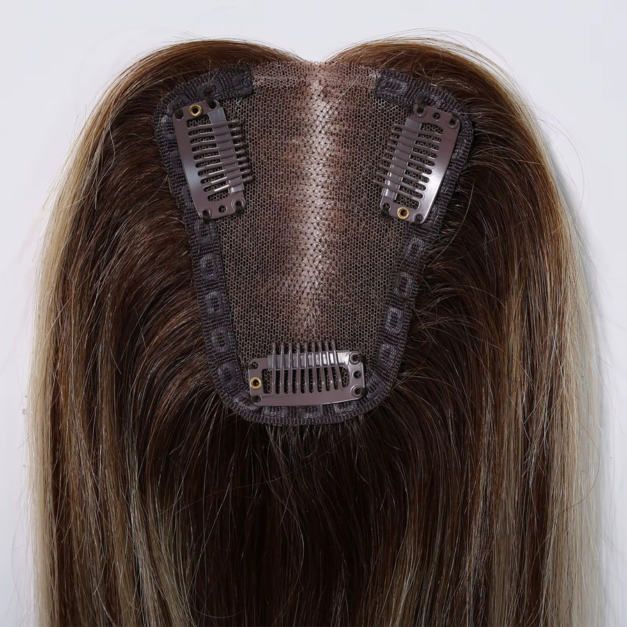 HAIRCUBE Remy Echthaar-Topper, Dunkelbraun-Blond, 30,5 cm, Damen - Bild 4