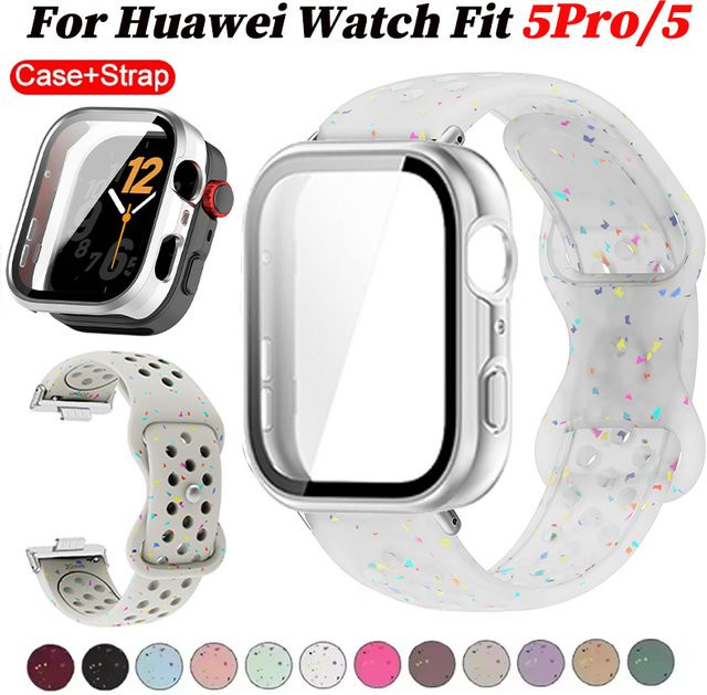 CHIICSMART Uhrenarmband mit Hülle, Silikon, Weiß, Unisex, Huawei Watch Fit 5 - Bild 1