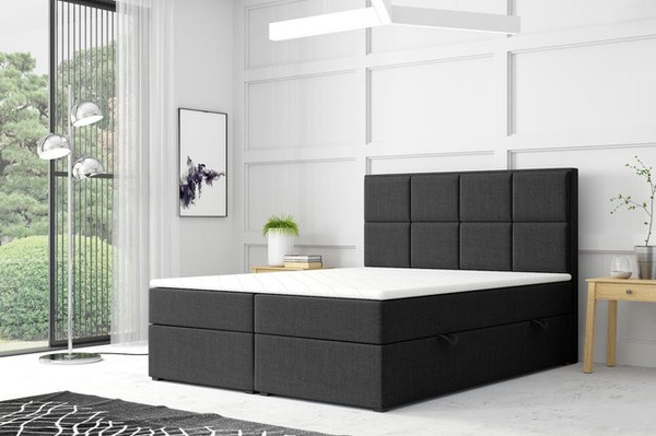 M-Punkt GmbH Boxspringbett NEAPEL mit Bettkasten in Schwarz aus Webstoff und Visco-Schaum, B/T/H: 180 x 200 cm