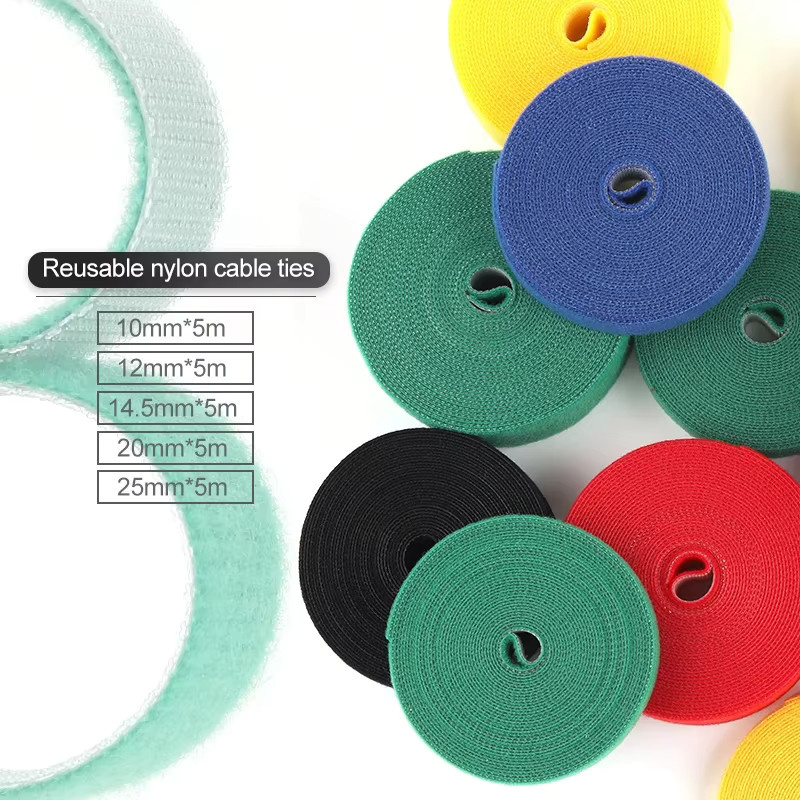 Wiederverwendbare Nylon-Kabelbinder zum Zuschneiden für Kabelmanagement und Kabelschutz, Farben: Weiß und Mehrfarbig, Länge: 5 m - Bild 4