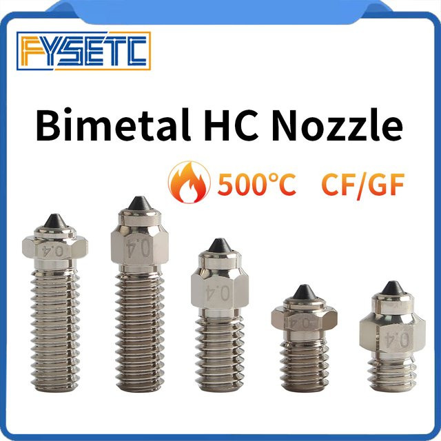 FYSETC Bimetall-HC-Düse aus gehärtetem Stahl und Kupfer für V6, Volcano, MK8 sowie Neptune4 und K1 3D-Drucker, Farbe: Silber - Bild 1