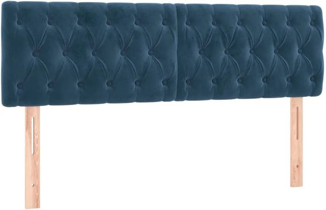 vidaXL LED Kopfteil aus Samt in Dunkelblau mit USB-Ladeport, Breite: 144 cm, Tiefe: 7 cm, Höhe: 78-88 cm - Bild 1