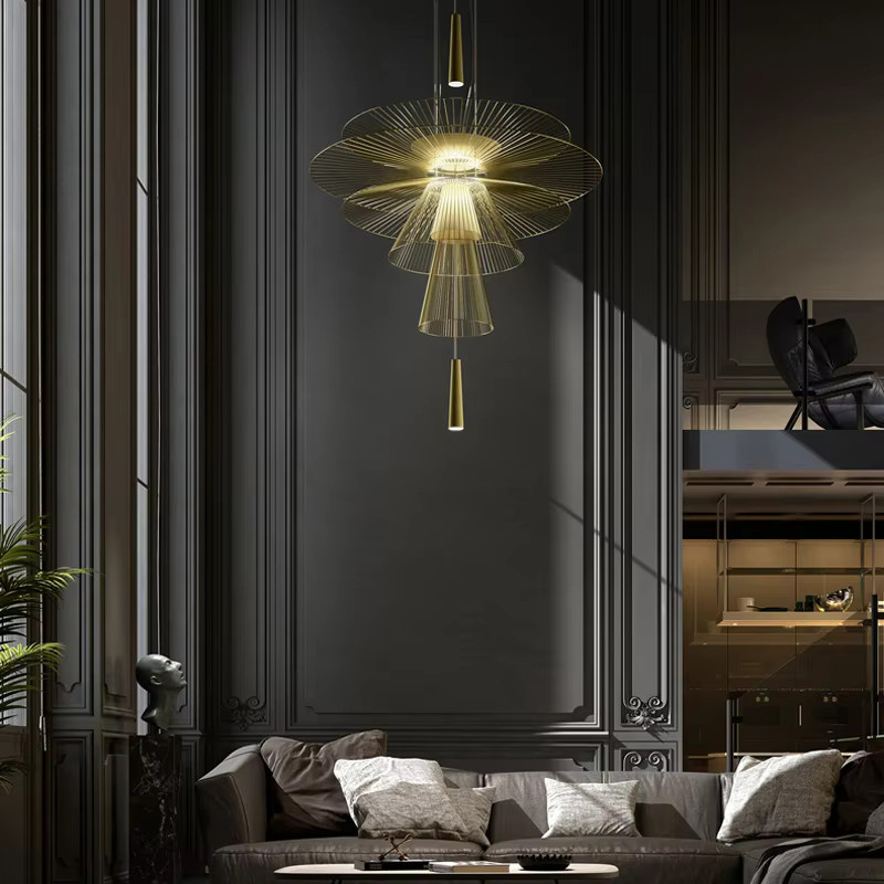 LINCCW LED Pendelleuchte Moderne Fliegende Untertasse aus Metall in Gold/Messing mit Warmweißem Licht für Wohnzimmer und Schlafzimmer - Bild 1