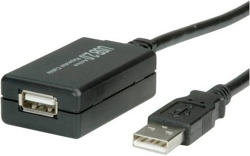 VALUE USB 2.0 Verlängerungskabel mit Repeater, USB-A auf USB-A, Schwarz, Länge: 12 m - Bild 1
