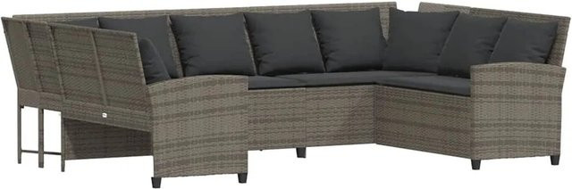 vidaXL Gartensofa L-Form aus Poly Rattan in Grau mit Kissen und abnehmbaren Bezügen - Bild 1