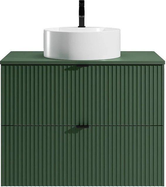 Einzelwaschtisch Zevini in Grün, Breite: 80 cm, Tiefe: 60 cm, Höhe: 47 cm - Bild 1