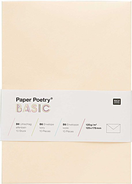 Rico Design Paper Poetry Kuvert Basic B6, 10 Stück, Elfenbein - Bild 1