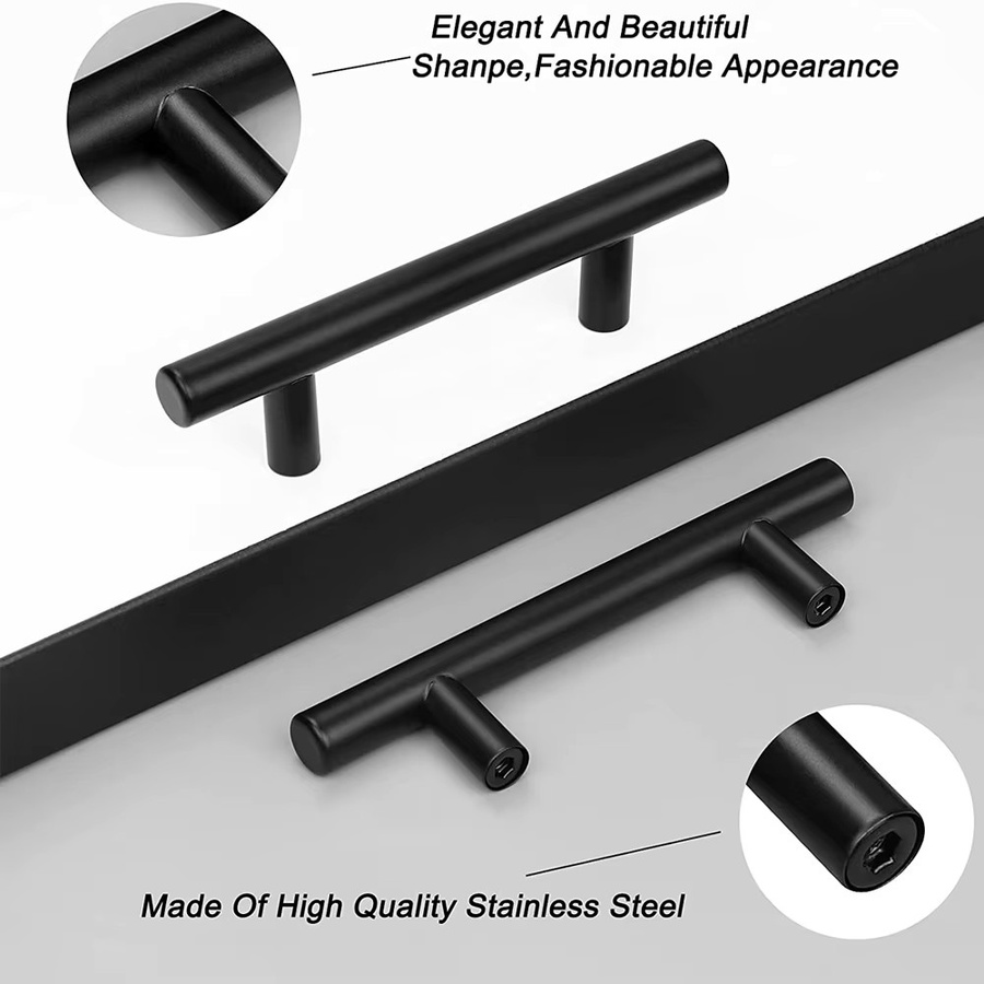 TFAAI Möbelgriffe T-Bar Design aus Edelstahl in Schwarz oder Silber matt - Bild 2