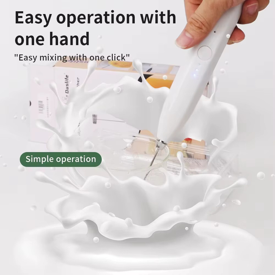 XIADYINJIA Elektrischer Kaffeemixer und Milchaufschäumer in Schwarz, wiederaufladbarer 3-Gang Handmixer und Eierschläger - Bild 1