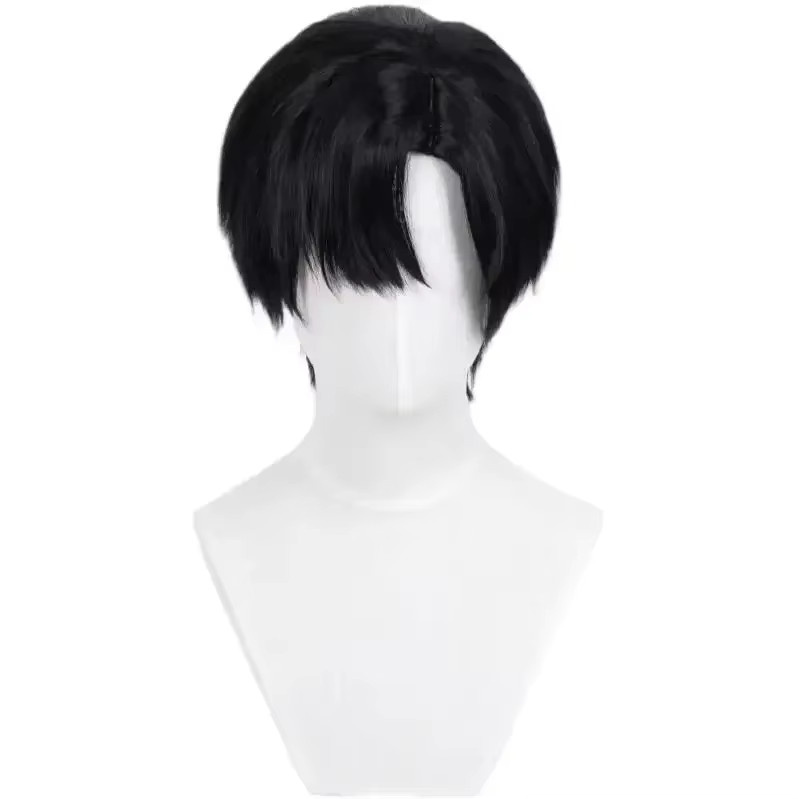 WHIMSICAL W Schwarze kurze synthetische Cosplay Perücke, Hitzebeständig - Bild 3