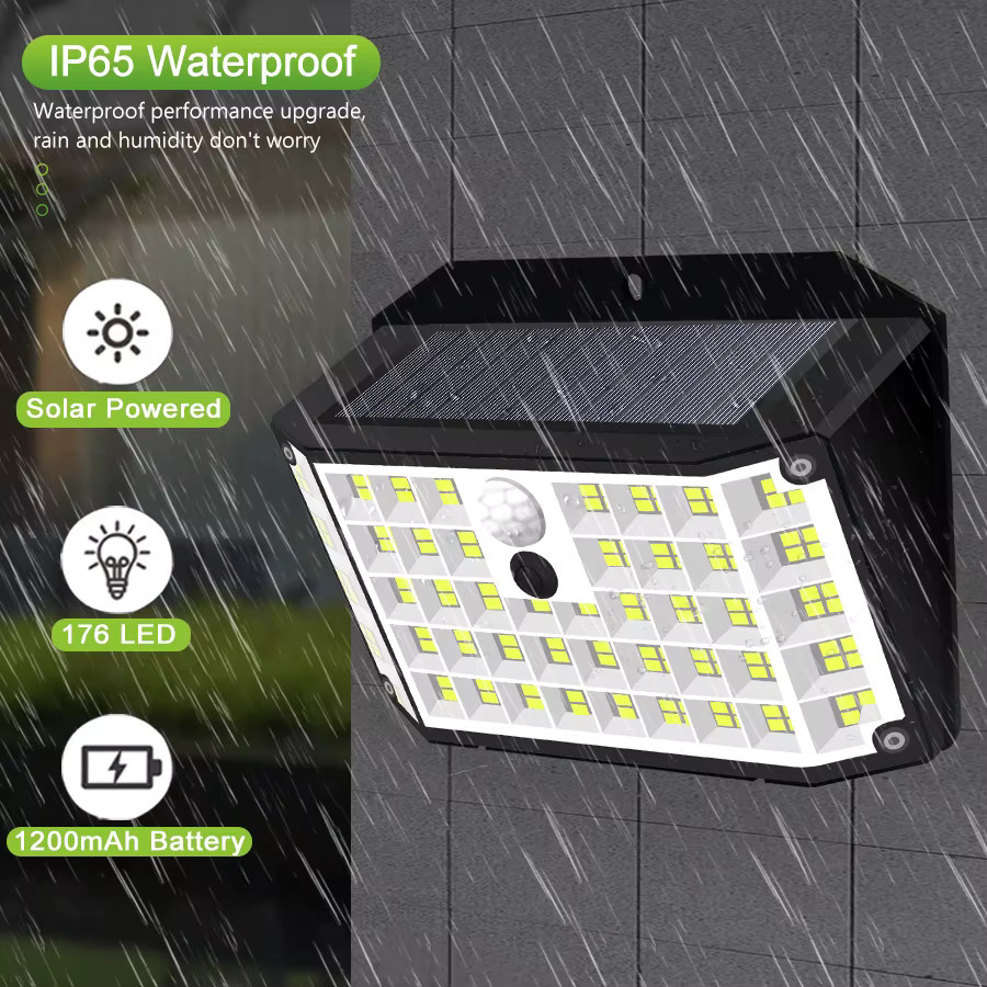Solarleuchten für Außen mit Bewegungssensor, IP65 wasserdichte Solar-Wandleuchten in Schwarz für Garten, Terrasse und Balkon - Bild 2