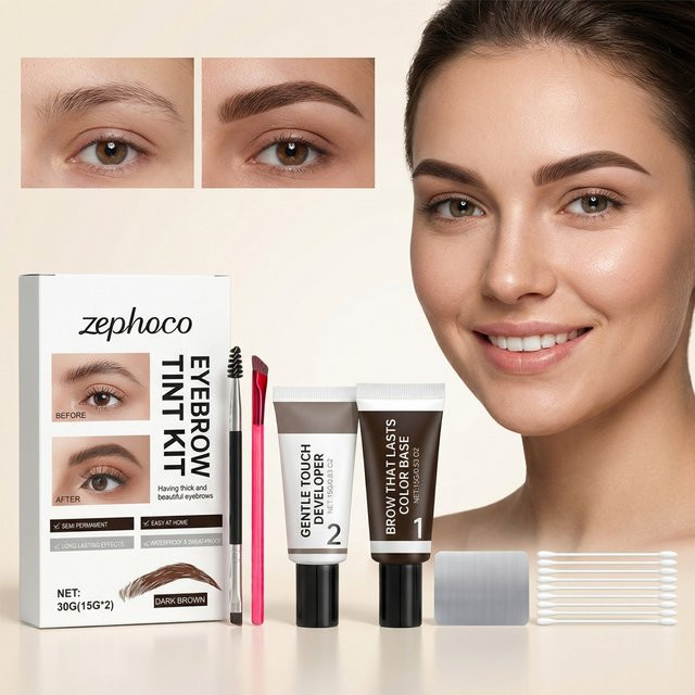 zephoco 3D Augenbrauen-Färbeset, Dark Brown, Unisex - Bild 1