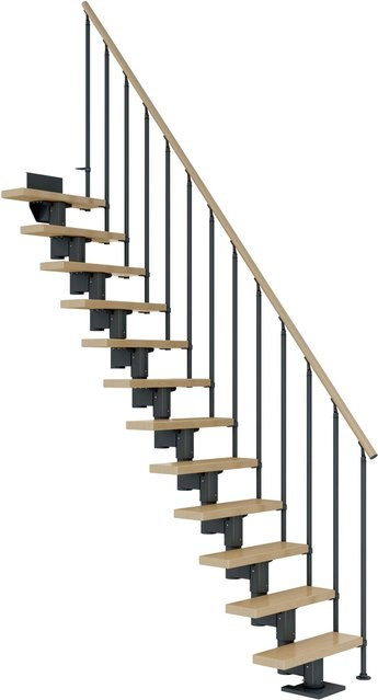 Dolle Mittelholmtreppe Dublin Gerade in Ahorn und Anthrazit bis 270 cm Höhe, Breite: 65 cm - Bild 1