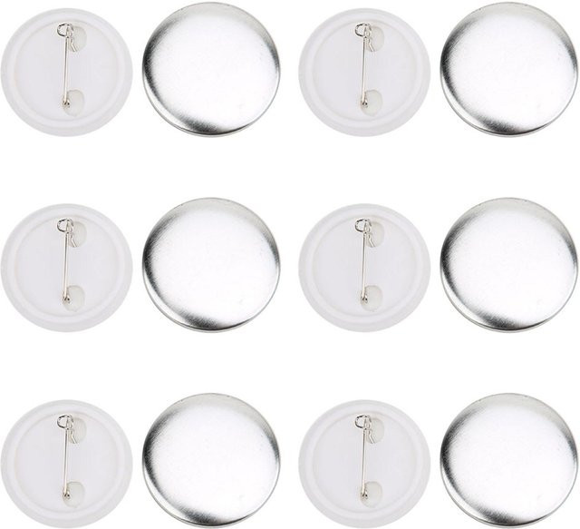 100 Sets Ansteckbutton Teile aus Metall in Silber für deine Bastelprojekte, Durchmesser: 37 mm - Bild 1