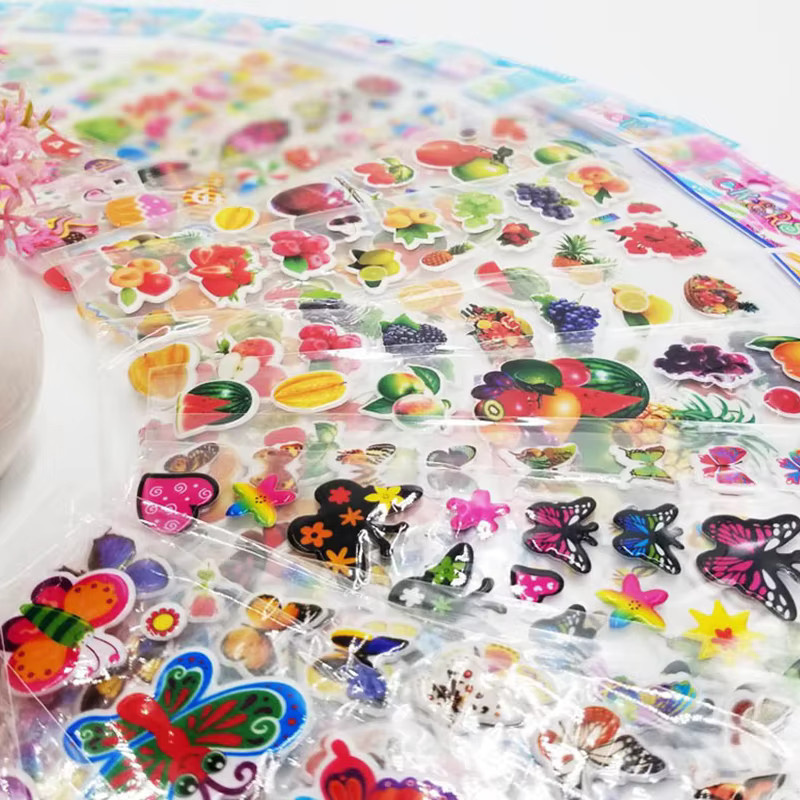 ZYF 3D-Blasenaufkleber mit verschiedenen niedlichen Cartoon-Motiven wie Tieren, Fahrzeugen, Herzen und Blumen, 40 Blatt pro Packung, Mehrfarbig - Bild 2