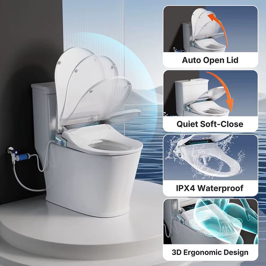 SANYIPACE Intelligenter Toilettensitz mit Bidet in Weiß mit beheiztem Sitz, Warmwasser-Reinigung, Trocknerfunktion und Fernbedienung - Bild 2