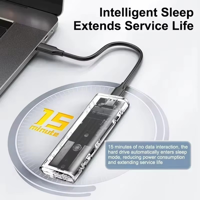 Kebidu M.2 NVMe PCIe SSD externes Gehäuse Transparent mit USB Typ C 10 Gbit/s für M.2 NGFF SATA Protokoll - Bild 3