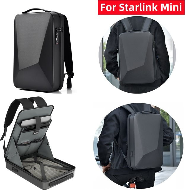 SZKOSTON Rucksack Aufbewahrungstasche für Starlink Mini, wasserdichte Reisetasche für Zubehör wie Stromkabel und Batterieadapter, Grau - Bild 1