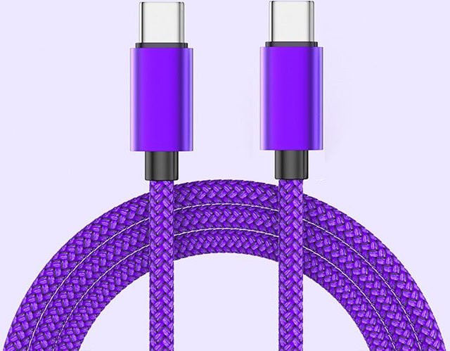 Apex Gear USB-C Schnellladekabel für Android, Huawei, Xiaomi, Samsung und iPhone 15, Schwarz und Lila, 1 m - Bild 1