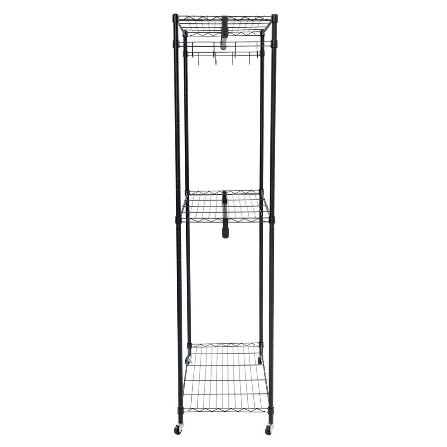 Bymaocar 2-stufiger Kleiderständer als Stangenschrank-Organizer in Schwarz mit 4 Universalrädern, B/T/H: 90 x 43,5 x 180 cm - Bild 3