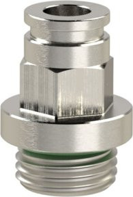 Riegler Gerade Steckverschraubung metallica aus Messing in Silber, M5, Schlauch-Ø 6 mm - Bild 1
