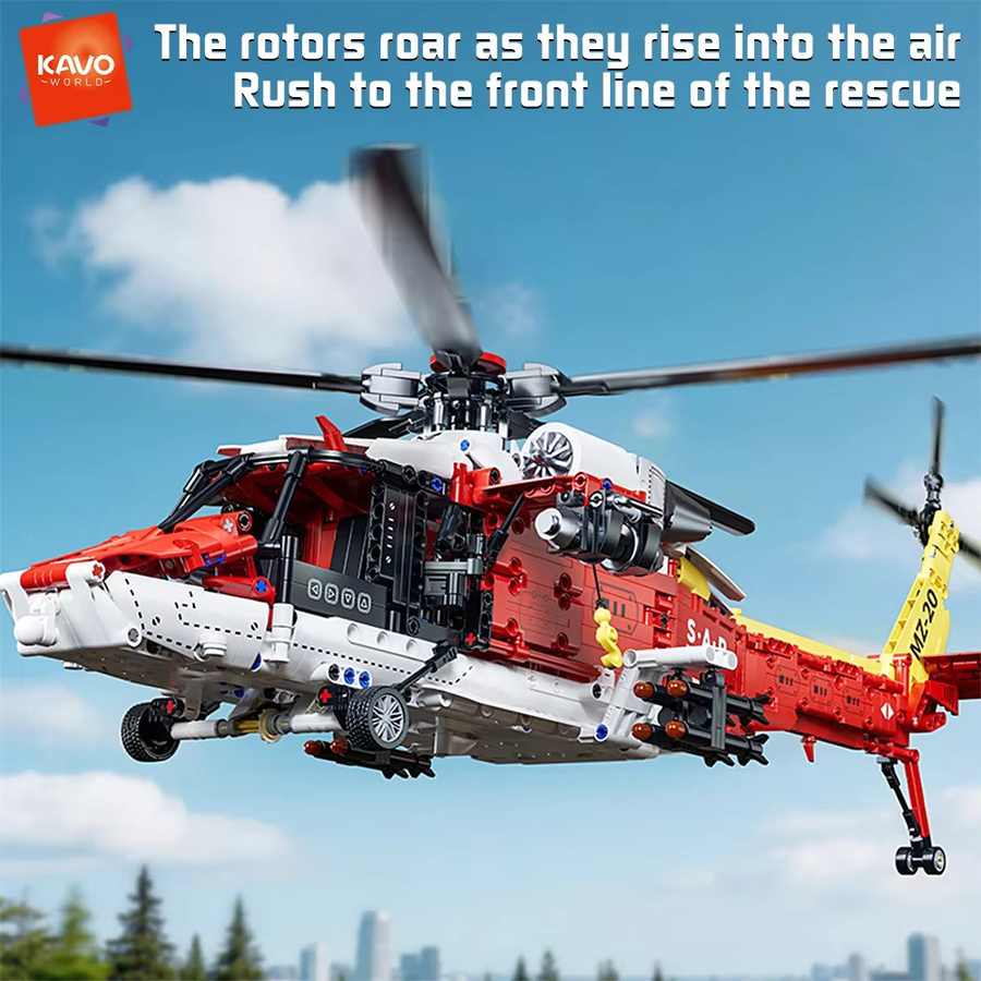 KAVOWORLD Rettungshubschrauber, Bausteine-Set, motorisiertes RC-Flugzeugmodell, 1528 Teile - Bild 4