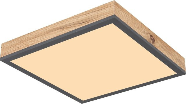 Globo LED Deckenleuchte Doro in Holzoptik und Graphit, quadratisch, Durchmesser: 30 cm - Bild 1