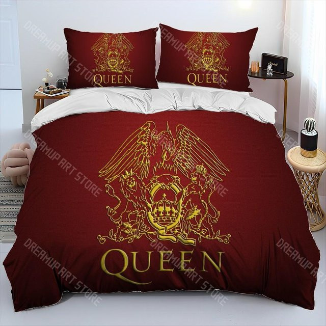 Queen Freddie Mercury Bettwäscheset aus Mikrofaser in Rot, King Size 210 x 210 cm mit Bettbezug und Kissenbezug - Bild 1