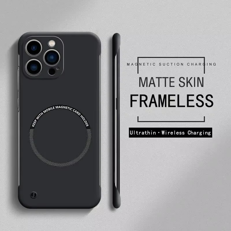 Magnetische Ultra-Dünne iPhone Hülle aus hartem PC mit Rahmenlosem Design und Anti-Drop Schutz in Beige und Multicolour für iPhone 16 15 14 13 12 11 Pro Max Plus - Bild 2