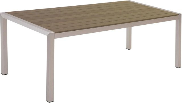 Beliani Gartentisch VERNIO im Industrial-Design, Farbe Silber und Heller Holzfarbton, B/T/H: 180 x 90 x 76 cm - Bild 1