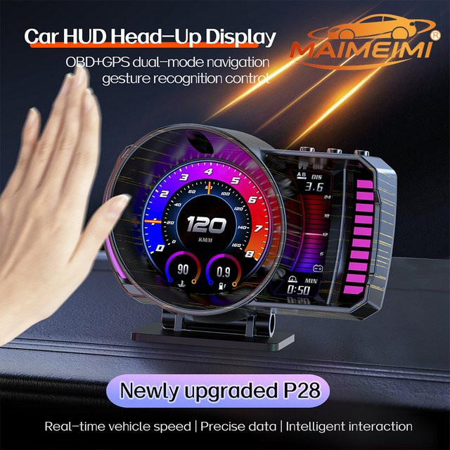 MAIMEIMI OBD+GPS Dual-Mode Auto Head-Up Display HUD mit Gestensteuerung und Navigation in Schwarz - Bild 1
