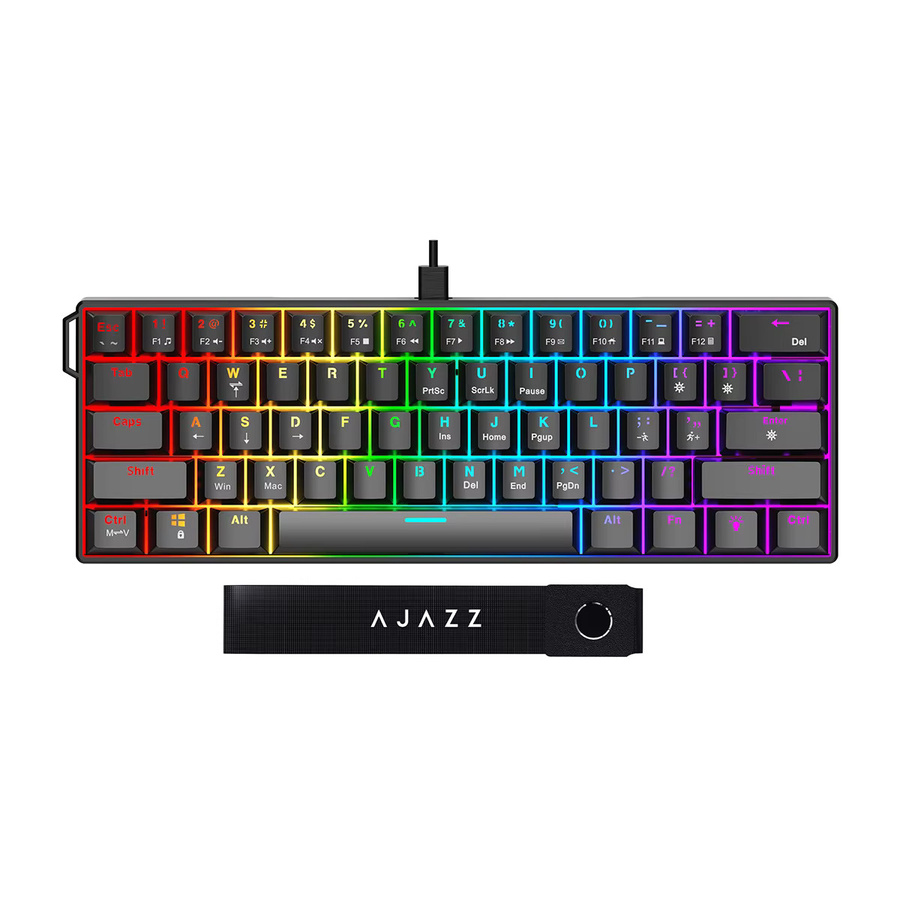 Ajazz NK61 Mechanische RGB Tastatur mit Hull-Struktur, Hot-Swappable, 61 Tasten, Schwarz-Grau - Bild 7