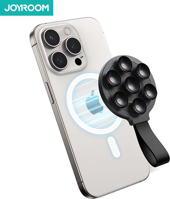 Joyroom Magnetische Saugnapf-Telefonhalterung aus Silikon für iPhone 15 Pro, freihändiger Griffständer für Dusche und Spiegel, erhältlich in Weiß, Orange und Schwarz - Bild 1