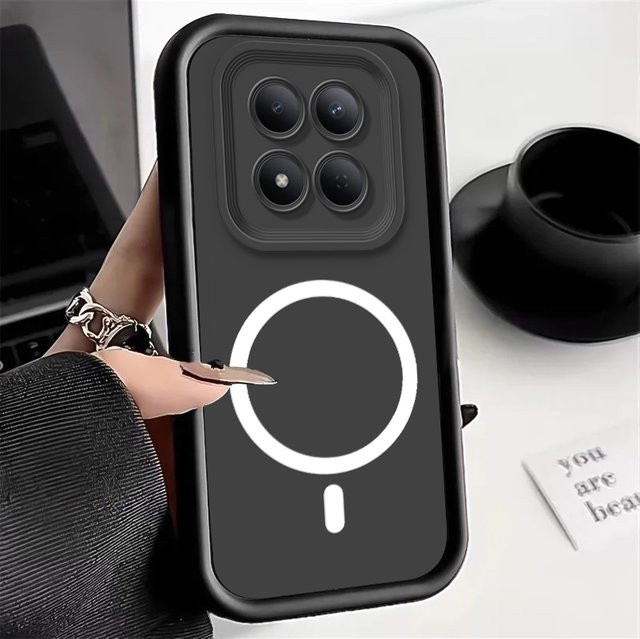 Xiaomi Handyhülle Candy Soft Silikon mit magnetischem Aufkleber für Redmi Note 15 Pro und Redmi Note 15 Pro Plus 5G in Schwarz - Bild 1