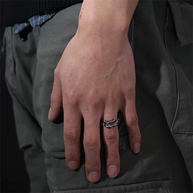 Everoyal Ring 925 Silber, Retro Zweig Rebe Muster, Herren - Bild 2