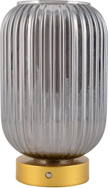 Näve LED-Akkutischleuchte Luise in Gold mit Glas, dimmbar und Touch-Bedienung, Durchmesser: 23 cm, Höhe: 14 cm - Bild 1