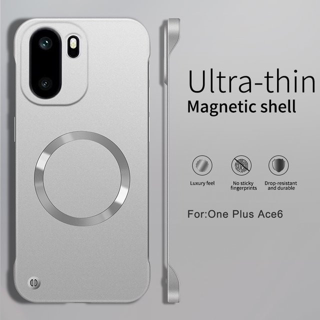 MagSafe Magnetische Schutzhülle für OnePlus Ace6 15T 13T 15 13 5G aus hartem PC mit metallischer Lackierung in Schwarz - Bild 1