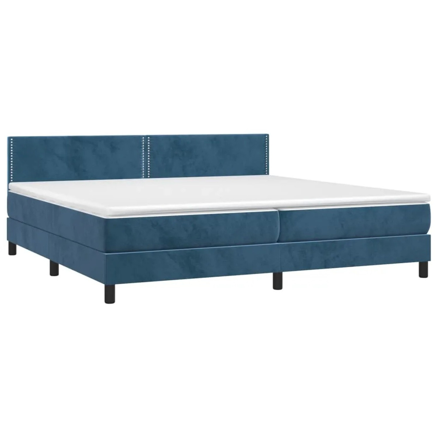 vidaXL Boxspringbett mit Matratze in Dunkelblau, Hybridbett mit LED-Unterbettbeleuchtung und USB-Anschluss, Samt, B/T: 200 x 200 cm - Bild 2