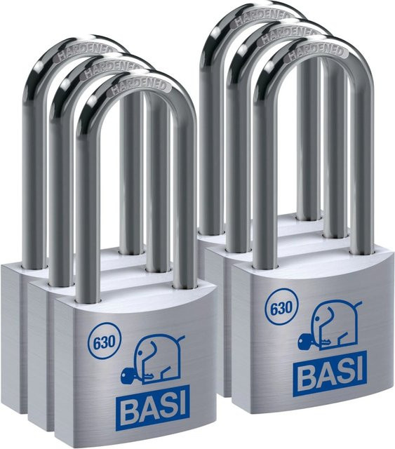 BASI Vorhangschloss Set 6x VHS 630H, Gleichschließend, Silber, Aluminiumgehäuse, Breite: 30 mm, Bügelhöhe: 40 mm - Bild 1