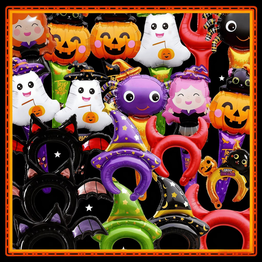 XQYY Halloween Mylar Luftballons mit Hexenhüten für deine Gruselige Party und Cosplay Dekoration, Mehrfarbig - Bild 4