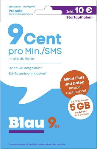Blau.de Prepaid-Karte Startpaket ohne Vertragsbindung - Bild 1