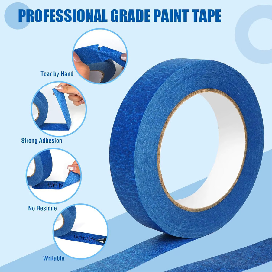 Blaues Malerband aus Papier, UV- und hitzebeständiges Maskierband für professionelle Anwendungen und Kfz-Reparaturen, Breite: 12,0 cm - Bild 6