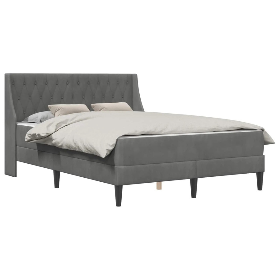 vidaXL Bettgestell mit Matratze aus Samt in Dunkelgrau B/T/H: 120 x 190 x 280 cm - Bild 2